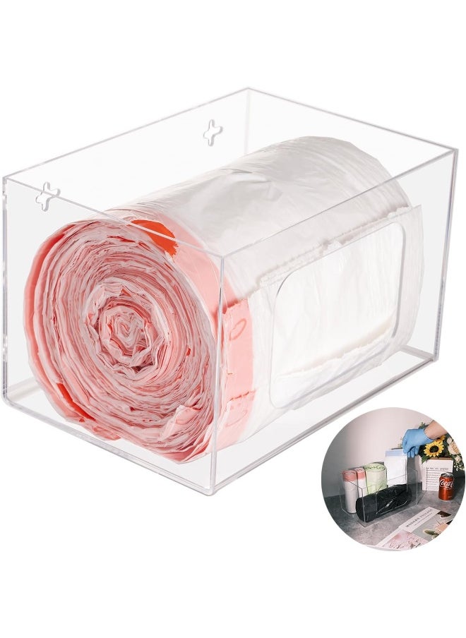 TPGP Large Trash Bag Dispenser Holder, Wall Mount Acrylic Kitchen Single Side Loaded Organizer Storage Box Holder for Garbage Bag Grocery Bag Plastic Bag  - Image 1