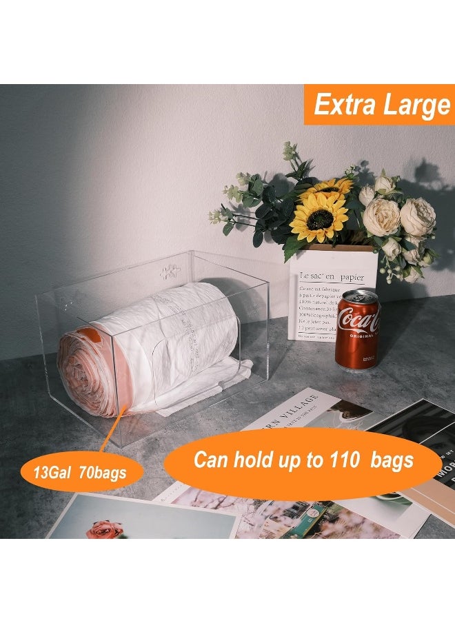 TPGP Large Trash Bag Dispenser Holder, Wall Mount Acrylic Kitchen Single Side Loaded Organizer Storage Box Holder for Garbage Bag Grocery Bag Plastic Bag  - Image 4