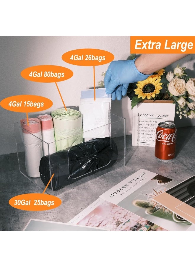 TPGP Large Trash Bag Dispenser Holder, Wall Mount Acrylic Kitchen Single Side Loaded Organizer Storage Box Holder for Garbage Bag Grocery Bag Plastic Bag  - Image 3