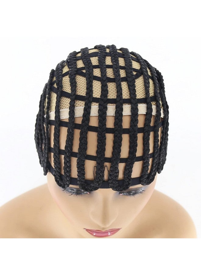BTWTRY Black Braided Wig Caps for Making Crochet Wig Caps Cornrows Cap for Easier Sew In Caps for Black Women Making Wigs (1pc-Black) - Image 5