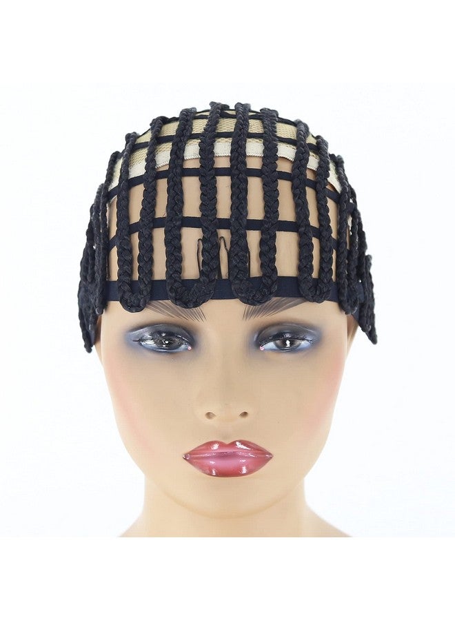 BTWTRY Black Braided Wig Caps for Making Crochet Wig Caps Cornrows Cap for Easier Sew In Caps for Black Women Making Wigs (1pc-Black) - Image 1