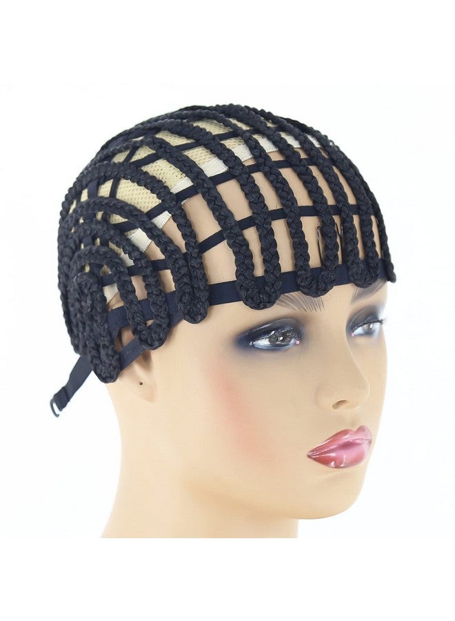 BTWTRY Black Braided Wig Caps for Making Crochet Wig Caps Cornrows Cap for Easier Sew In Caps for Black Women Making Wigs (1pc-Black) - Image 2