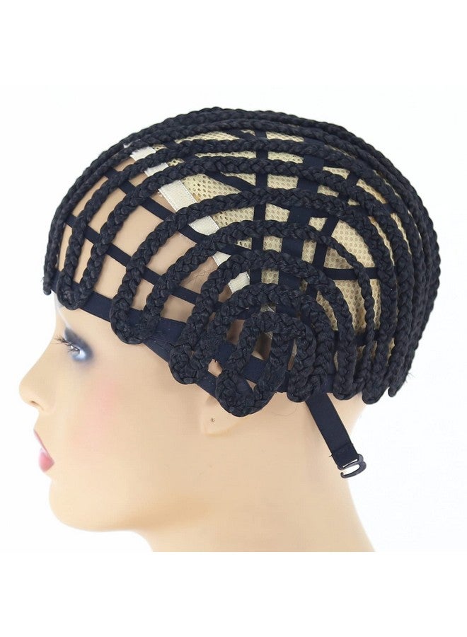 BTWTRY Black Braided Wig Caps for Making Crochet Wig Caps Cornrows Cap for Easier Sew In Caps for Black Women Making Wigs (1pc-Black) - Image 3