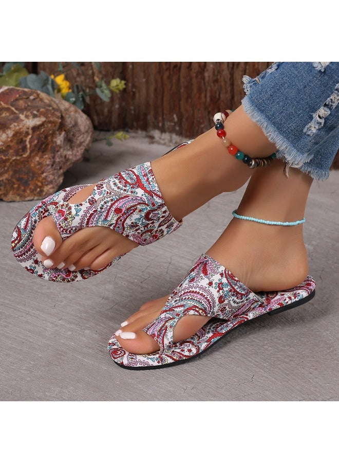 NIBEMINENT Large Size Women's Sandals Breathable Printed Toe Roman Style Slip-On Summer  Arrival Comfortable Ethnic Trend Rubber Sole - Image 2