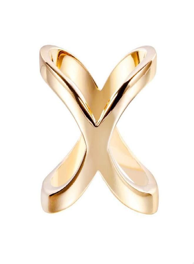 UPSTORE 2PCS(Gold+Silver) X Shaped Women Lady Girls Fashion Scarf Ring Buckle Modern Simple Jewelry Silk Scarf Clasp Clips Clothing Wrap Holder Clothing Decoration Accessories for T-Shirt Neckerchief Shawl  - Image 1