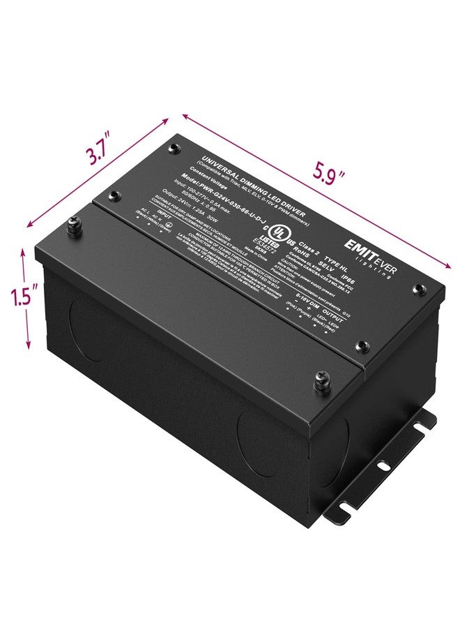 Emitever 30W Dimmable LED Driver, 24V Triac Dimmable Power Supply, AC to DC Converter for LED Light, Compatible with Lutron and Leviton Dimmer, Waterproof IP67 and UL Listed, Class 2 - Image 3