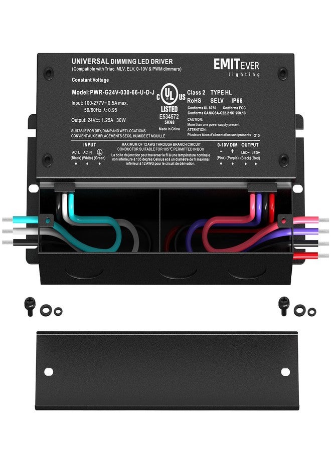 Emitever 30W Dimmable LED Driver, 24V Triac Dimmable Power Supply, AC to DC Converter for LED Light, Compatible with Lutron and Leviton Dimmer, Waterproof IP67 and UL Listed, Class 2 - Image 2