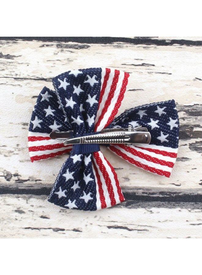 Aysekone Ysekone 2 Pcs/Pack Girls American Flag Hair Bow Hair Clips Fourth Of July Hair Accessories Patriotic Hair Bows Hairgrips - Image 5