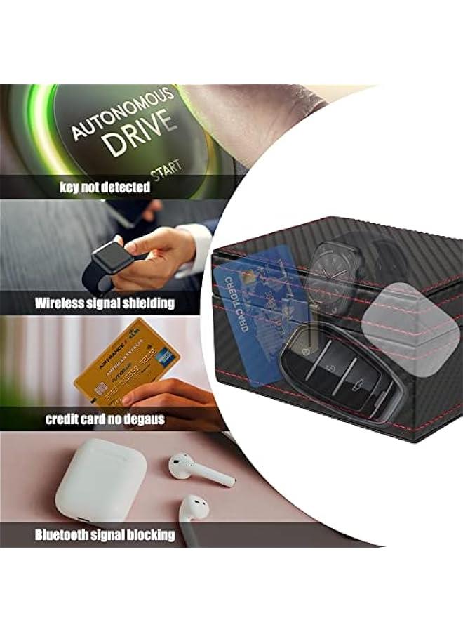 Car Key Signal Blocker Box, 【Premium Leather】  11.7 x 9.2 x 6.4 cm Small Capacity Faraday Box for Car Keys, Anti-Theft Key Fob Protector RFID Signal Blocking Box for Car Key - Image 5