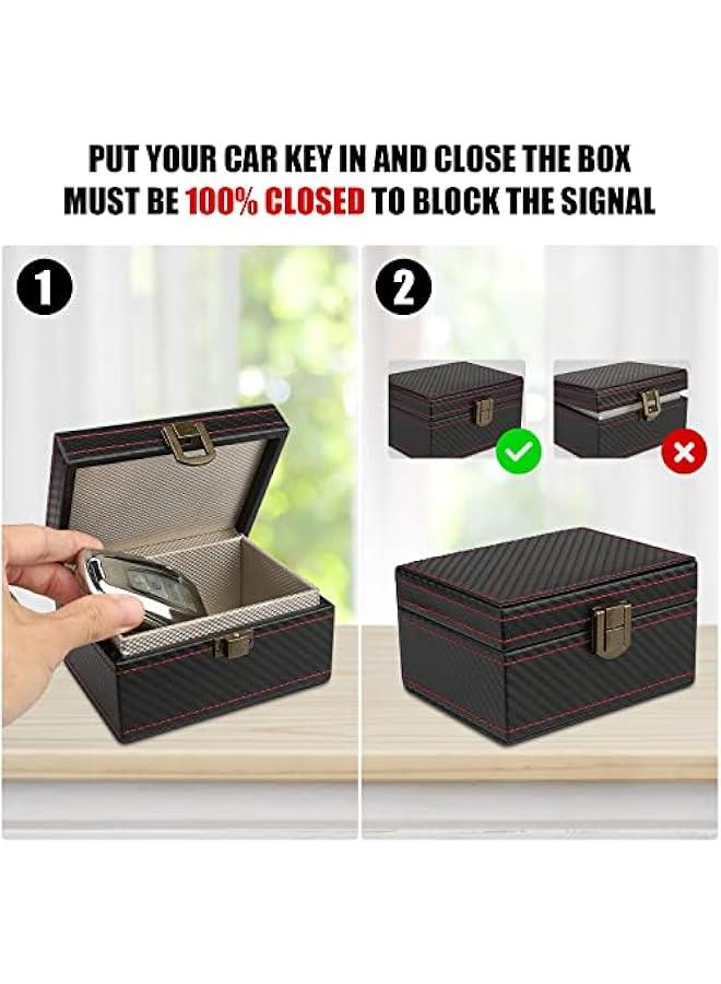 Car Key Signal Blocker Box, 【Premium Leather】  11.7 x 9.2 x 6.4 cm Small Capacity Faraday Box for Car Keys, Anti-Theft Key Fob Protector RFID Signal Blocking Box for Car Key - Image 4