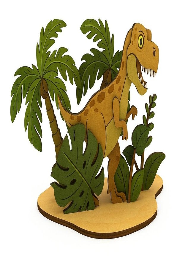 Vedroci The Arty Jungle Kit | DIY Wooden Painting & Assembly Toy for Kids Age 3+ | Educational Craft Activity Set with Paints | Jungle Animals Art & Craft Toy for Boys & Girls (Dinasour 1 Arty Jungle Kit) - Image 1