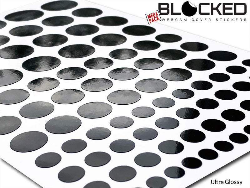 BLOCKED Stackable Webcam/Camera Vinyl Covers | 95 Low-Tack Restickable Webcam Stickers | 5-Sizes | Black 95-Pack (Ultra Glossy) - Image 2