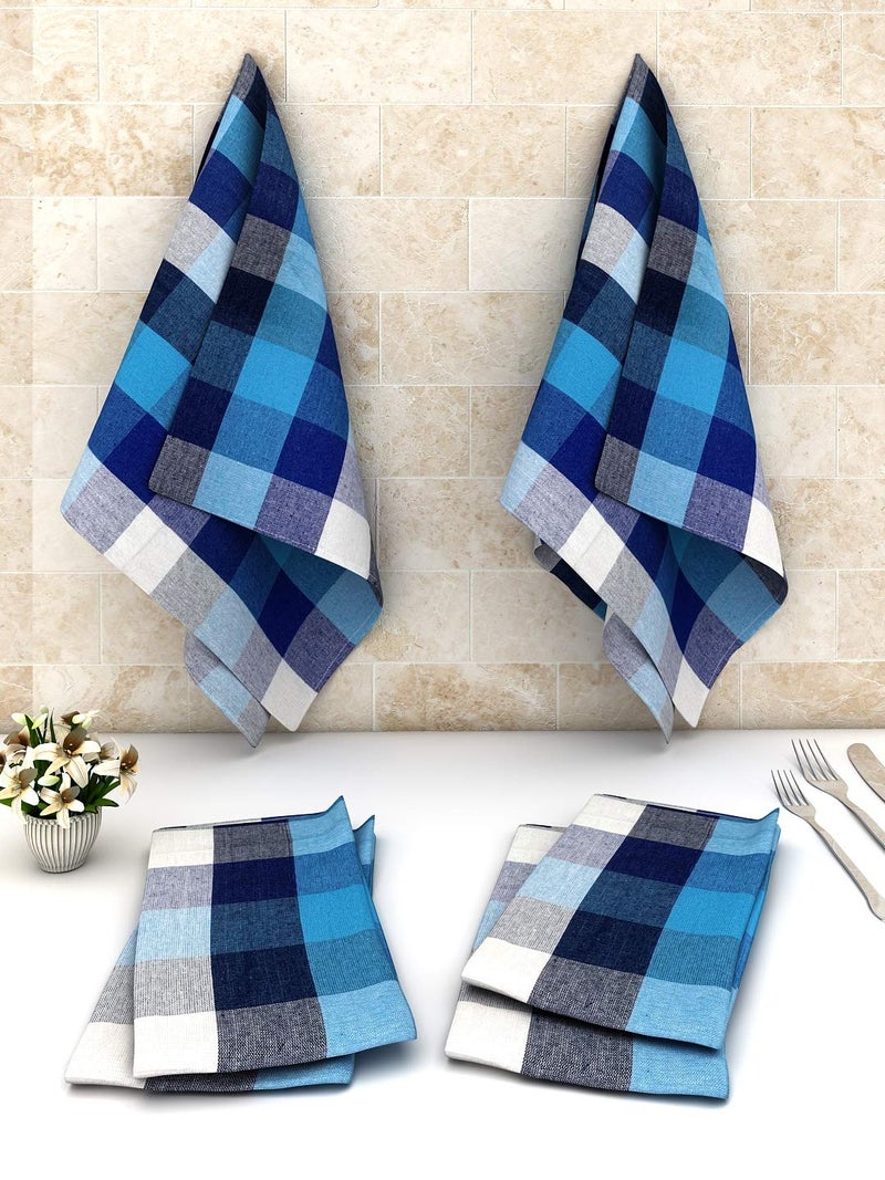 Athom Trendz Athom Living Big Checks Cotton Kitchen Towels 45x45 cm Pack of 6 – Soft, Absorbent, Quick Drying, Durable Multipurpose Cleaning Cloths for Kitchen, Dining & Everyday Use - Image 1
