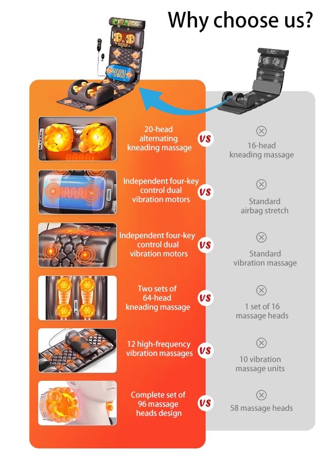 Generic Portable Foldable Design Full Body Massage Mat with Adjustable Pillows Heating Pads, Back Massager Pad for Neck and Back Muscle Relaxation Full Body Massage - Image 2