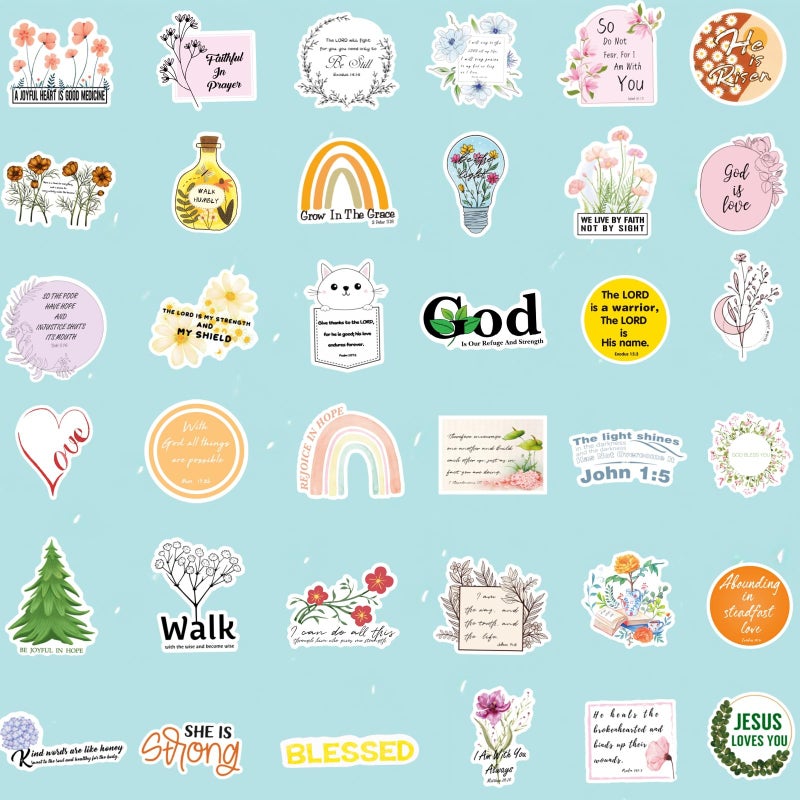 UDTAATO 200pcs Inspired Christian Stickers, Jesus Bible Verse Stickers for Vision Board Water Bottle Laptop Scrapbooking Decals, Vinyl Prayer Board Supplies for Planner Christian Gifts Bible Journaling Study - Image 3