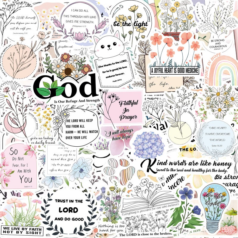 UDTAATO 200pcs Inspired Christian Stickers, Jesus Bible Verse Stickers for Vision Board Water Bottle Laptop Scrapbooking Decals, Vinyl Prayer Board Supplies for Planner Christian Gifts Bible Journaling Study - Image 1