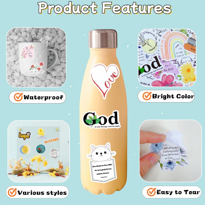 UDTAATO 200pcs Inspired Christian Stickers, Jesus Bible Verse Stickers for Vision Board Water Bottle Laptop Scrapbooking Decals, Vinyl Prayer Board Supplies for Planner Christian Gifts Bible Journaling Study - Image 4
