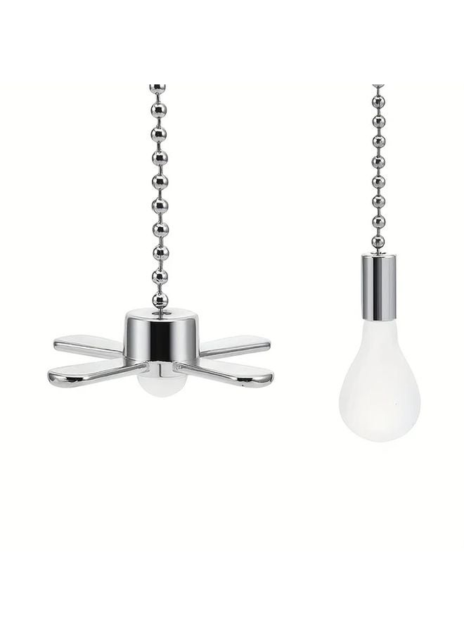 2pcs Decorative Ceiling Fan Pull Chain Extension Set With Metal Beaded Ball - Image 1