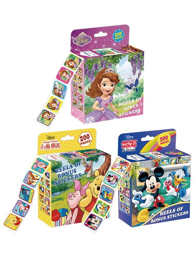 3 Piece Kids Cartoon Roll Stickers Baby Reward Sticker Set - Image 1