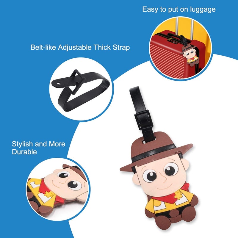 Finex 4 Pcs Set Story Movie Silicone Travel Luggage Baggage Identification Labels ID Tag for Bag Suitcase Plane Cruise Ships with Belt Strap - Image 3