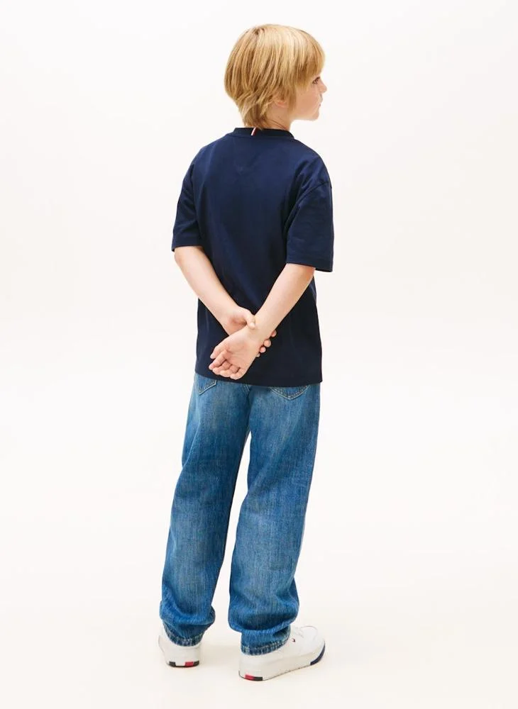 تومي هيلفيغر تيشيرت علم تراثي مطبوع للأطفال