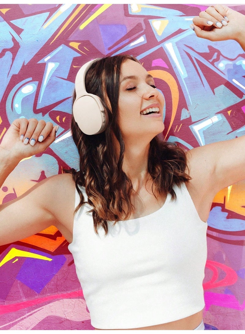 Wireless Over-Ear Headphones - Bluetooth 5.3 Headset with 40mm Driver, Punchy Bass, TF Card Slot, 3.5mm Aux - Compatible with iPhone, iPad, Laptop & Android - Pink - Image 2