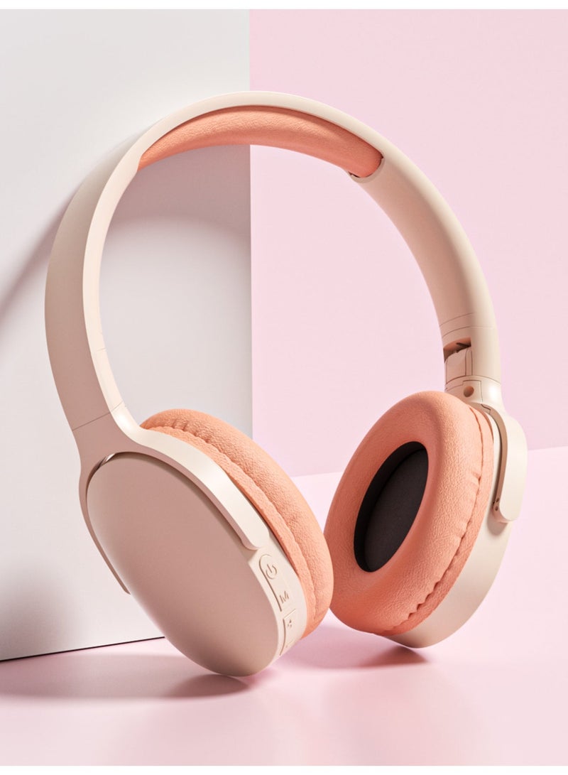 Wireless Over-Ear Headphones - Bluetooth 5.3 Headset with 40mm Driver, Punchy Bass, TF Card Slot, 3.5mm Aux - Compatible with iPhone, iPad, Laptop & Android - Pink - Image 4