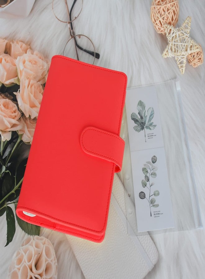 Twavang 15 PCS A6 Binder Pockets with PU Leather Notebook Binder Cover Refillable 6 Round Ring Binder Set for Personal Planner Organizer, Budget Binder, Savings Binder (Red) - Image 5