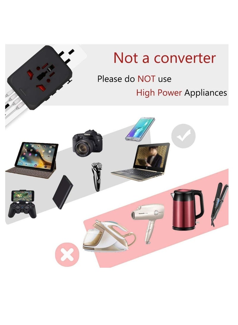 Universal Travel Adapter Plug with 3 USB & 1 Type-C Port,Fast Wall Plug Adapter Socket with UK/EU/AU/US Plugs,Multiport Charger Plug Converter - Image 3