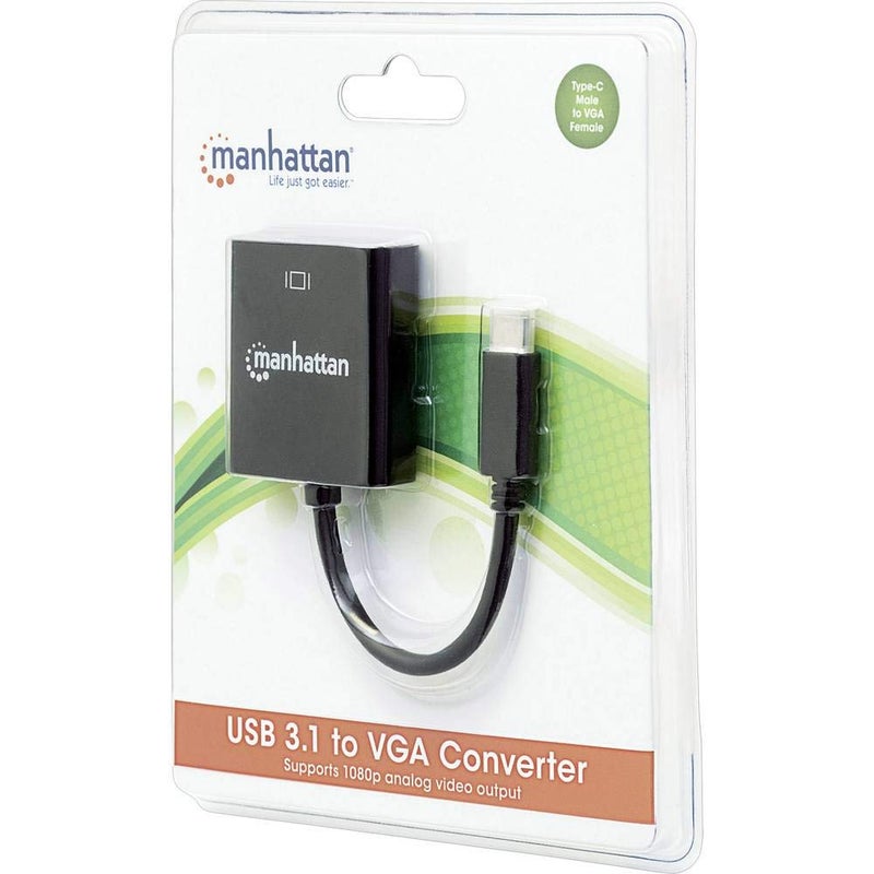 Manhattan USB-C to VGA Converter, 15cm, Black, Connect USB-C Devices to VGA Displays - Image 4