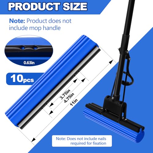 Willinglong 10 Pcs Roller Mop Refill Bulk Absorbent PVA Sponge Mop Head Replacement for Home Bathroom Business Garage Kitchen Cleaning (Blue) - Image 2