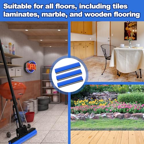 Willinglong 10 Pcs Roller Mop Refill Bulk Absorbent PVA Sponge Mop Head Replacement for Home Bathroom Business Garage Kitchen Cleaning (Blue) - Image 5