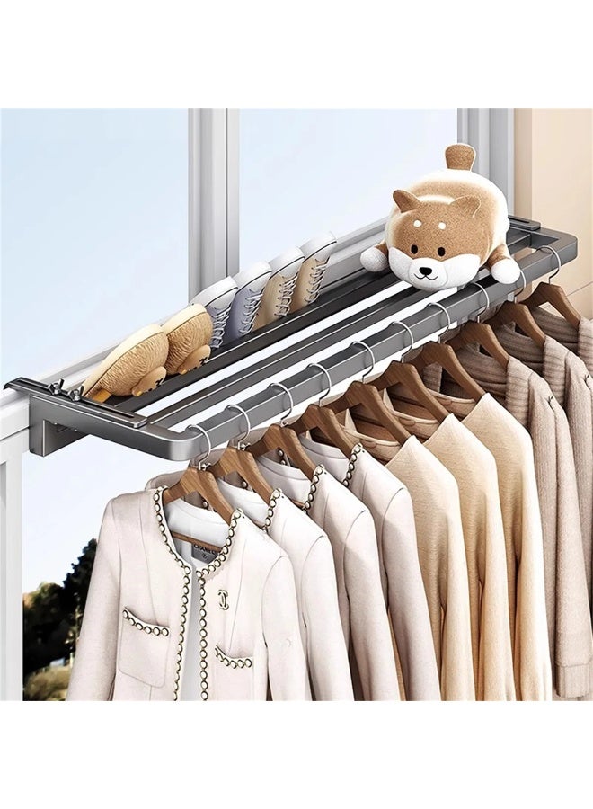HomKawt Clamp-On Window Drying Rack, 100cm Wide – Adjustable Distance 0–16 cm, Foldable Carbon Steel Clothes Airer for Balcony/Window/Radiator/Door, Space-Saving Laundry Hanger, Rustproof, No Drilling - Image 3