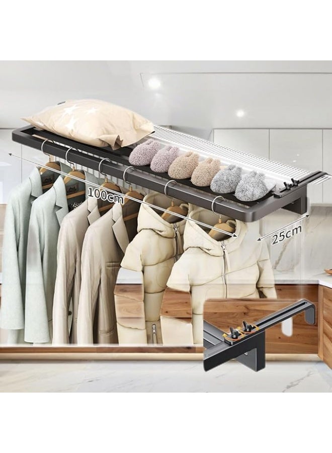 HomKawt Clamp-On Window Drying Rack, 100cm Wide – Adjustable Distance 0–16 cm, Foldable Carbon Steel Clothes Airer for Balcony/Window/Radiator/Door, Space-Saving Laundry Hanger, Rustproof, No Drilling - Image 2