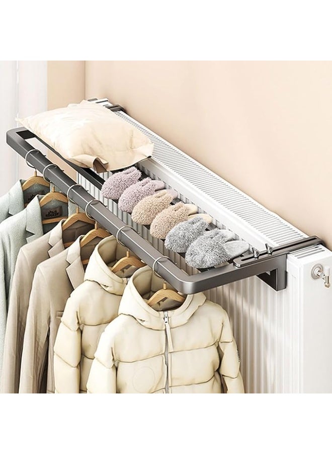 HomKawt Clamp-On Window Drying Rack, 100cm Wide – Adjustable Distance 0–16 cm, Foldable Carbon Steel Clothes Airer for Balcony/Window/Radiator/Door, Space-Saving Laundry Hanger, Rustproof, No Drilling - Image 4