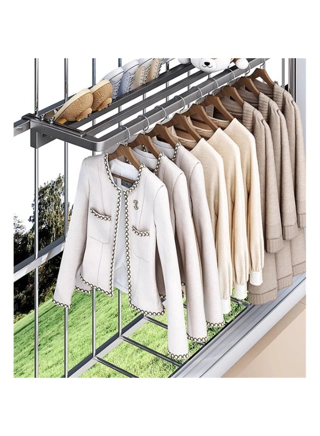 HomKawt Clamp-On Window Drying Rack, 100cm Wide – Adjustable Distance 0–16 cm, Foldable Carbon Steel Clothes Airer for Balcony/Window/Radiator/Door, Space-Saving Laundry Hanger, Rustproof, No Drilling - Image 1