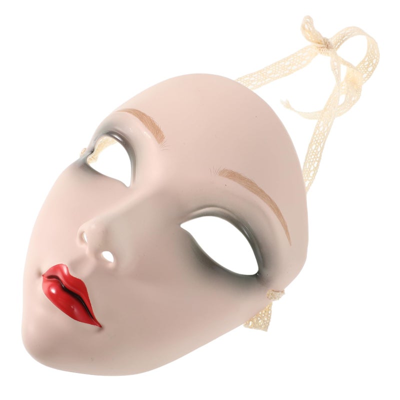 Veemoon Vintage Plastic Mask for Women's Masquerade Diy Hand-painted Chinese Face Mask for Hanfu Cosplay Stage Performance - Image 1