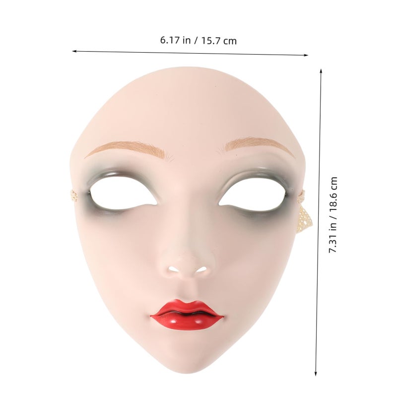 Veemoon Vintage Plastic Mask for Women's Masquerade Diy Hand-painted Chinese Face Mask for Hanfu Cosplay Stage Performance - Image 2