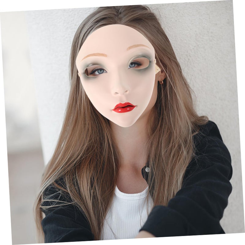 Veemoon Vintage Plastic Mask for Women's Masquerade Diy Hand-painted Chinese Face Mask for Hanfu Cosplay Stage Performance - Image 4