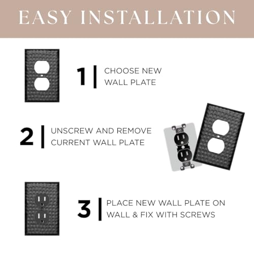 Monarch Abode 1-Gang Duplex Wall Plate, Hand Hammered Metal Decorative Outlet Covers, Electrical Outlet Cover Plates, Matte Black, Pack of 2 - Image 4