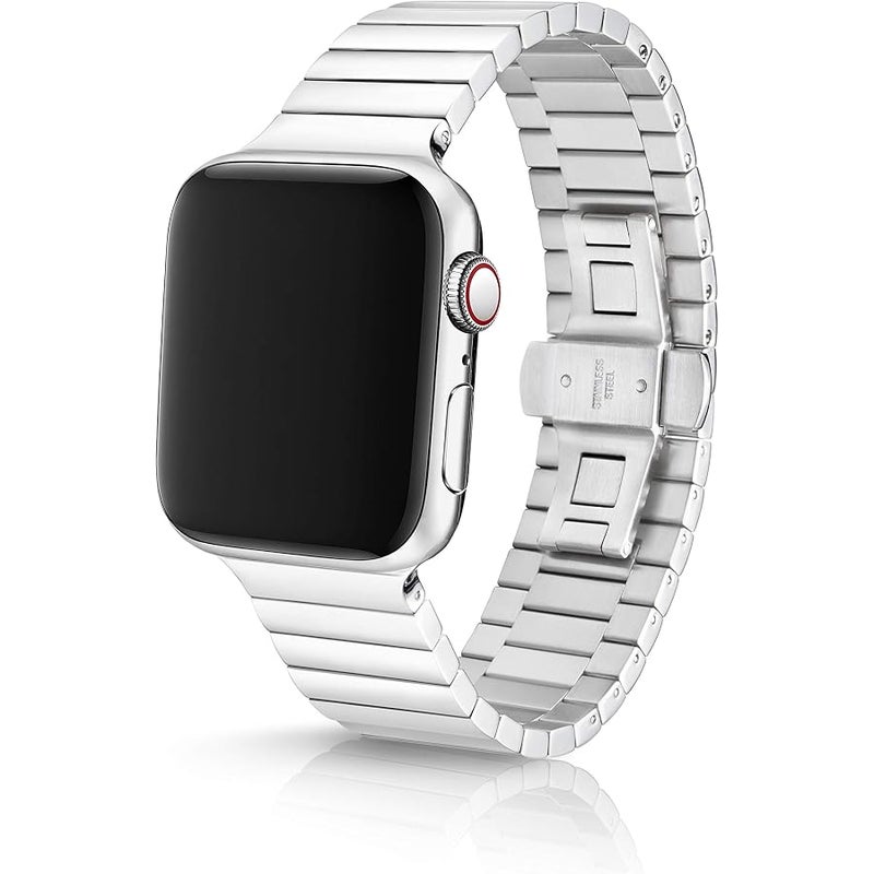 42/44mm Revo Polished Premium Watch Band Made for The Apple Watch, Using Surgical Grade 316L Solid Stainless Steel, with a 316L Solid Stainless Steel Butterfly deployant Buckle - Image 1