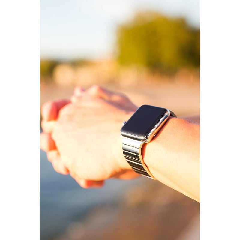 42/44mm Revo Polished Premium Watch Band Made for The Apple Watch, Using Surgical Grade 316L Solid Stainless Steel, with a 316L Solid Stainless Steel Butterfly deployant Buckle - Image 5