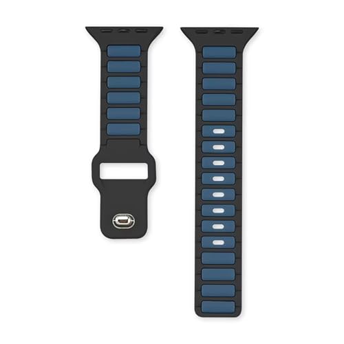 GUOi® Silicone Watchband Compatible with Apple Watch Ultra 2 ＆ Ultra 49mm 45mm 44mm 42mm 46mm - Men & Women Strap for iWatch Se10/9/8/7/6/5/4/3/2/1 SE 46/44/45/49/42mm (Series 3/2/1) - BLACK/BLUE - Image 4
