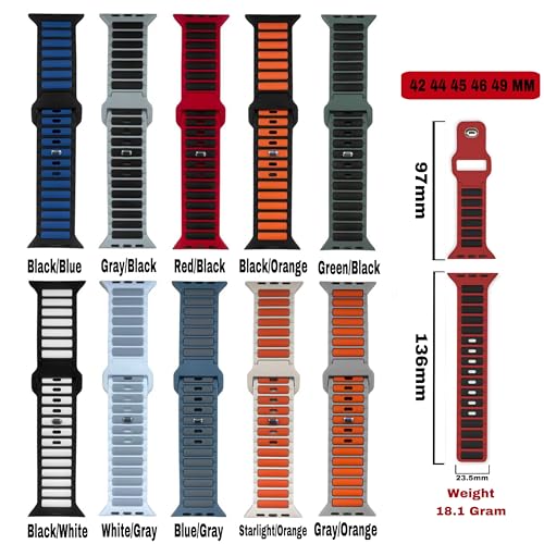 GUOi® Silicone Watchband Compatible with Apple Watch Ultra 2 ＆ Ultra 49mm 45mm 44mm 42mm 46mm - Men & Women Strap for iWatch Se10/9/8/7/6/5/4/3/2/1 SE 46/44/45/49/42mm (Series 3/2/1) - BLACK/BLUE - Image 5