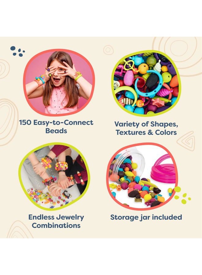 B. Toys – Pop Arty! 150 Pieces – Jewlery Making Kit – Creative Pop Snap Bead Set for Kids – DIY Craft Jewelry Making Kit – Necklaces, Rings, Bracelets – 4+ Years - Image 4