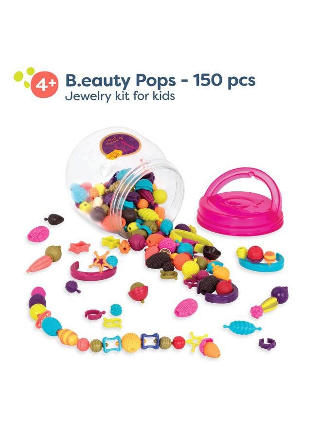 B. Toys – Pop Arty! 150 Pieces – Jewlery Making Kit – Creative Pop Snap Bead Set for Kids – DIY Craft Jewelry Making Kit – Necklaces, Rings, Bracelets – 4+ Years - Image 2