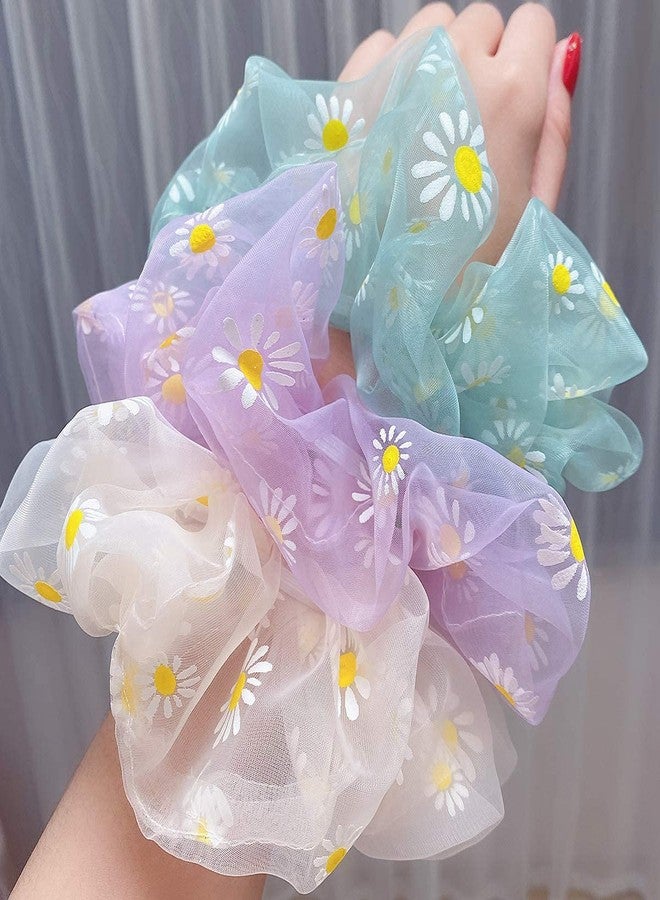 BAKEFY 6 PIECES ORGANZA Hair Scrunchies Elastic Organza Hair Bobbles Ponytail Holder Vintage Hair Ties Hair Ropes for Women Girls Hair Accessories (Assorted Color) - Image 4