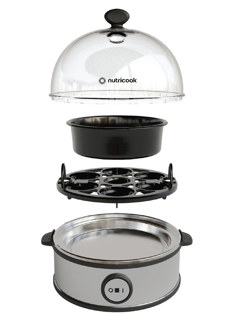 nutricook Rapid Egg Cooker: 7 Egg Capacity Electric Egg Cooker for Boiled Eggs, Poached Eggs, Scrambled Eggs, or Omelettes with Auto Shut Off Feature 360 W NC-EC360/ ZDQ-705 Silver - Image 2
