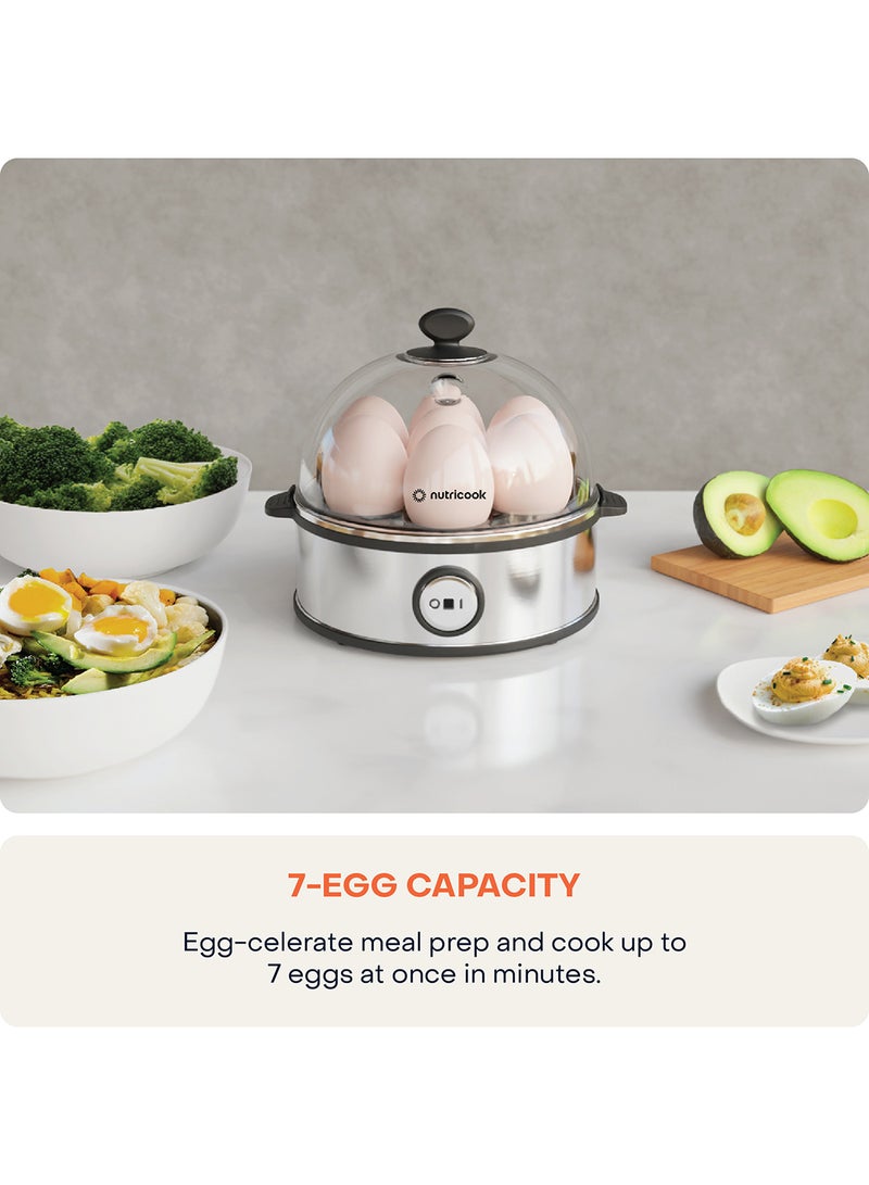 nutricook Rapid Egg Cooker: 7 Egg Capacity Electric Egg Cooker for Boiled Eggs, Poached Eggs, Scrambled Eggs, or Omelettes with Auto Shut Off Feature 360 W NC-EC360/ ZDQ-705 Silver - Image 3