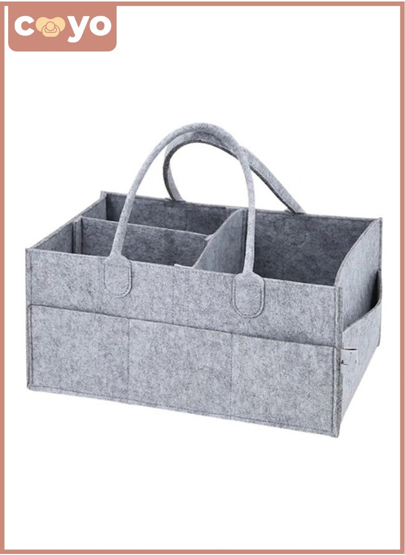 COYO Baby Changing Diaper Organizer Basket Nursery Diapers Table Caddy Bag -Grey  - Image 1